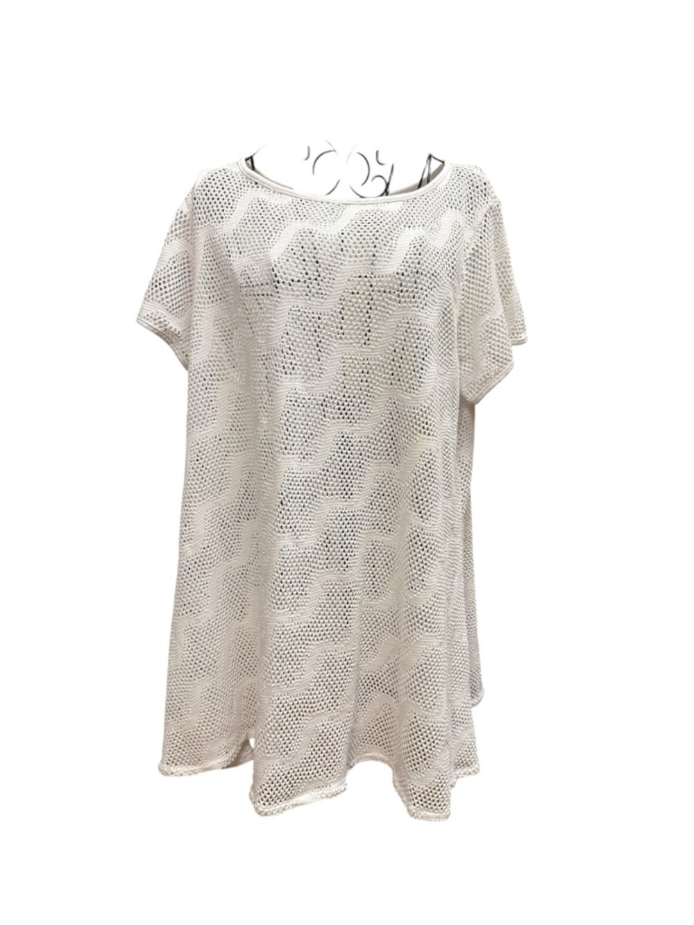 Lightweight White Crochet Tunic Top swim suit coverup Large